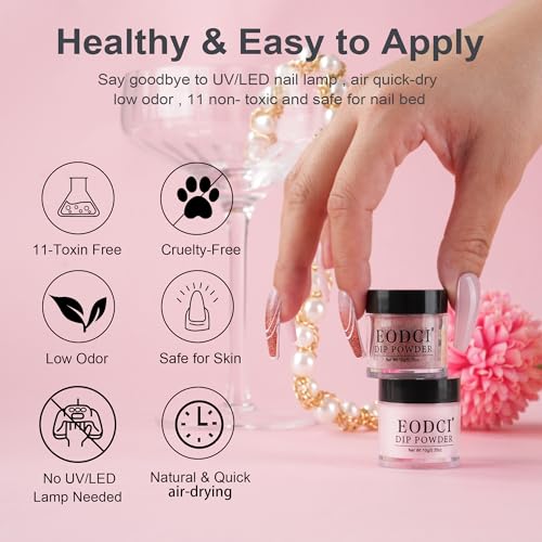 Eodci Dip Powder Nail Starter Kit - 6 Color Set with Liquids & Tools