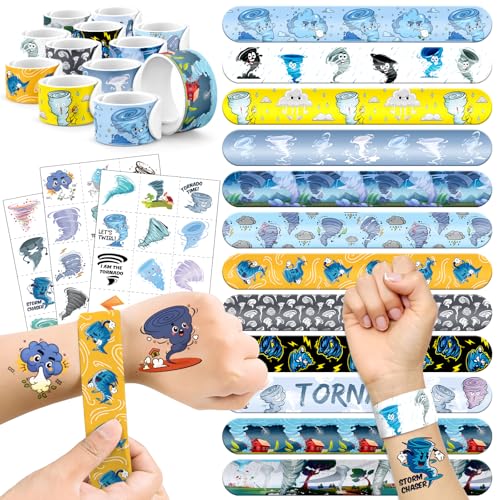 Tornado Party Favors Set - 24 Slap Bracelets & 36 Tattoos