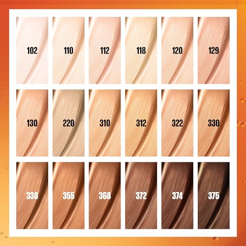 Maybelline Super Stay Up to 24HR Skin Tint, Radiant Light-to-Medium Coverage Foundation, Makeup Infused With Vitamin C, 322, 1 Count