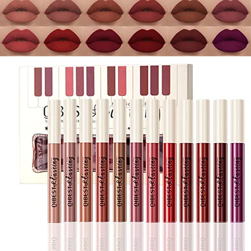 12-Color Matte Liquid Lipstick Set – Waterproof, Long-Lasting