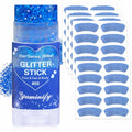 Blue Glitter Stick & Eye Black Stickers Kit - 50 Pcs Waterproof