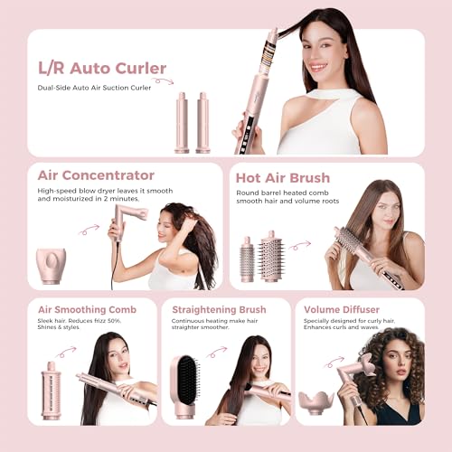 Atopskins 8-in-1 Foldable Multi-Styler Hair Dryer & Curling Set, Dual Voltage