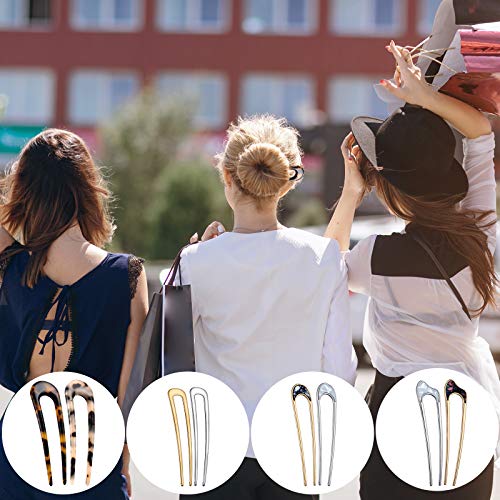 8 Piece U-Shaped French Hair Pins with Cute Patterns