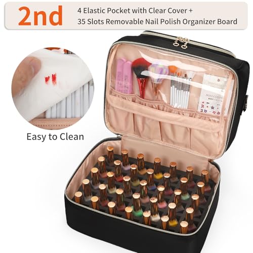 CUBETASTIC Portable Nail Polish Organizer for 45 Bottles & Lamp