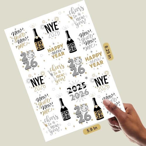 NYE Temporary Tattoos 2026 - 40 Gold & Silver Foil Designs