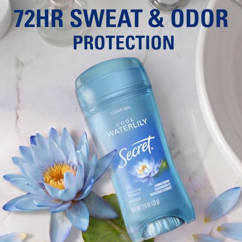 Antiperspirant Deodorant for Women - 72HR Odor Protection, Clear Gel, Cool Waterlily Scent, 2.6 oz (Pack of 3)
