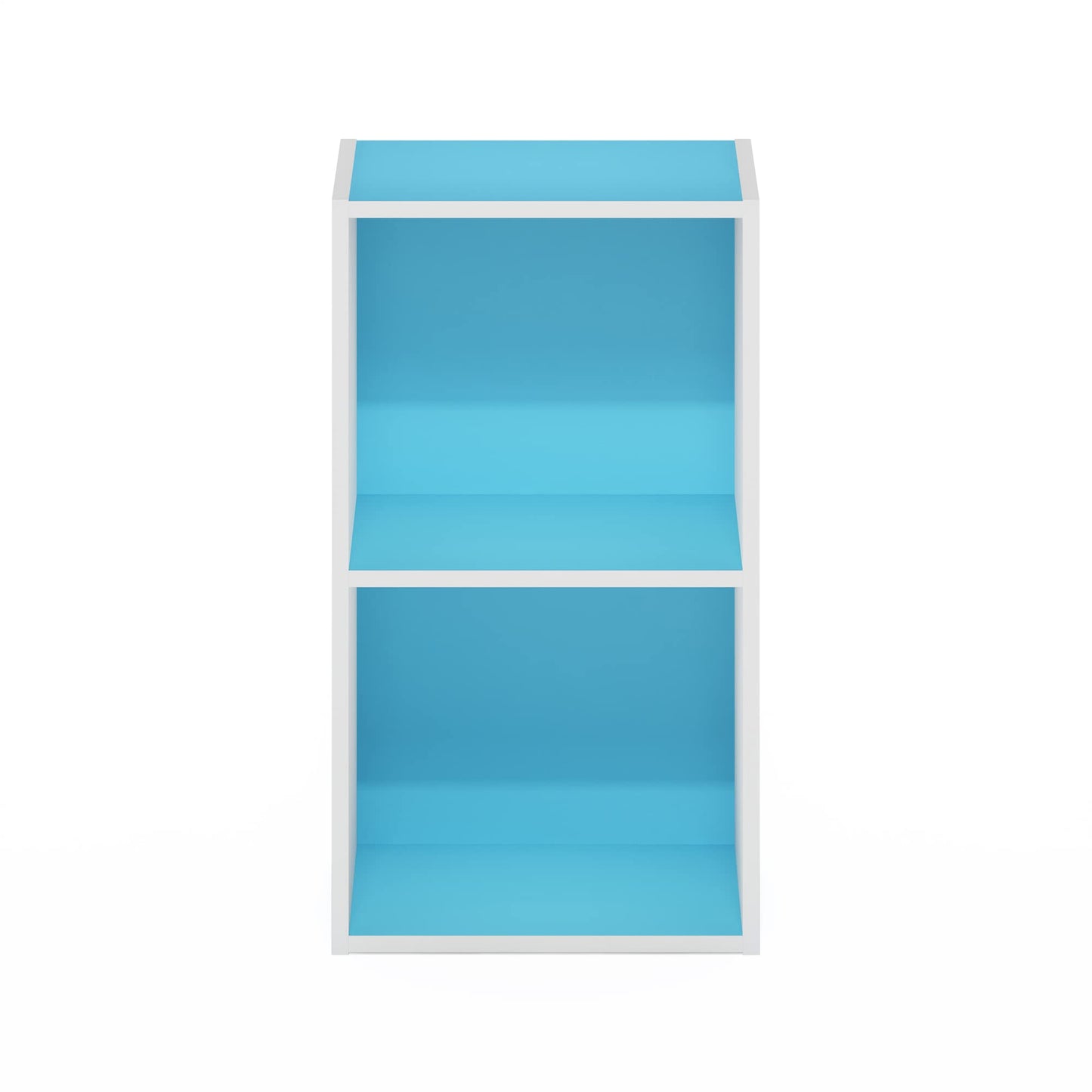 Furinno Luder Bookcase / Book / Storage, 2-Tier Cube, Light Blue/White