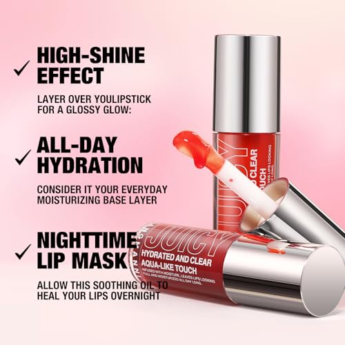 Hydrating Lip Oil Gloss - Plumping Tint with Natural Ingredients