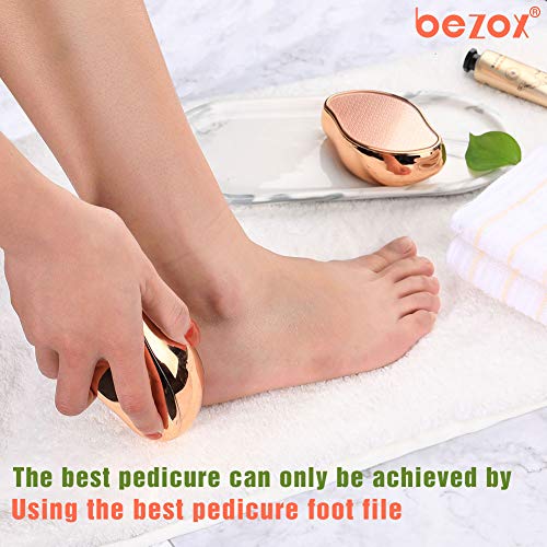 BEZOX Nano Glass Foot File Callus Remover - Portable Pedicure Scrubber (Gold)
