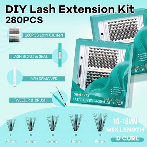 30D+40D Lash Extension Kit 10-18mm Clusters with Bond, Seal & Remover