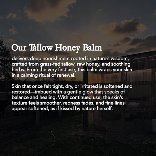 Herb Infused Organic Grass Fed Beef Tallow Honey Balm - Face Moisturizer with Raw Honey & Natural Herbs - Whipped Cream for Dry & Sensitive Skin - 2.5 oz