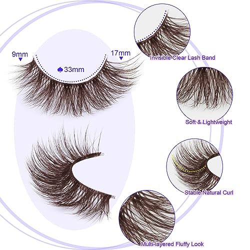 Brown Lashes Natural Look False Eyelashes 8 Pairs