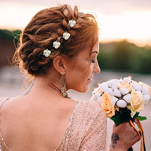 Pearl Hair Pins 18 Pcs Bridal Wedding Rhinestone Bobby Clips Gold