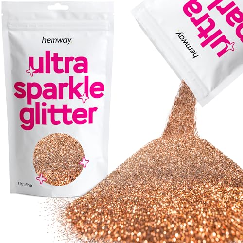Hemway Premium Ultra Sparkle Glitter Multi Purpose Metallic Flake for Arts Crafts Nails Cosmetics Resin Festival Face Hair - Bronze Brown - Ultrafine (1/128" 0.008" 0.2mm) 100g / 3.5oz