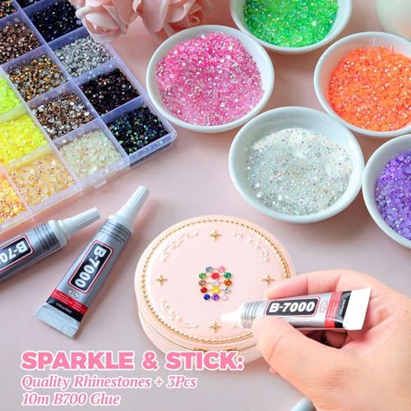 50000Pcs Rhinestones Bedazzler Kit - 3mm 40 Colors + B7000 Glue