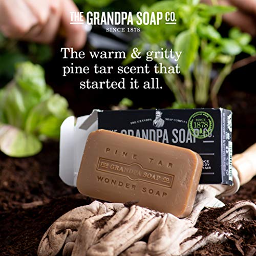 The Grandpa Soap Company Pine Tar Bar Soap The Original Wonder Soap | 3-in-1 Cleanser, Deodorizer & Moisturizer | 4.25 Oz.