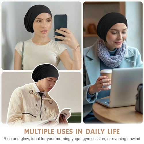 DEMAZALO 3-Pack Silk Satin Sleep Hair Bonnet for Women & Men