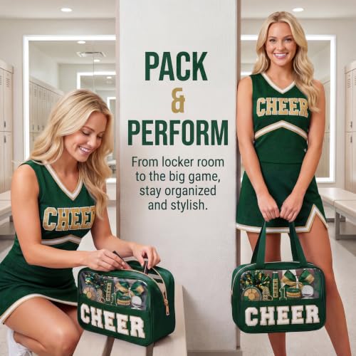 KYTACCU Cheer Makeup Bag with Chenille Letter Design - Travel Pouch for Competitions