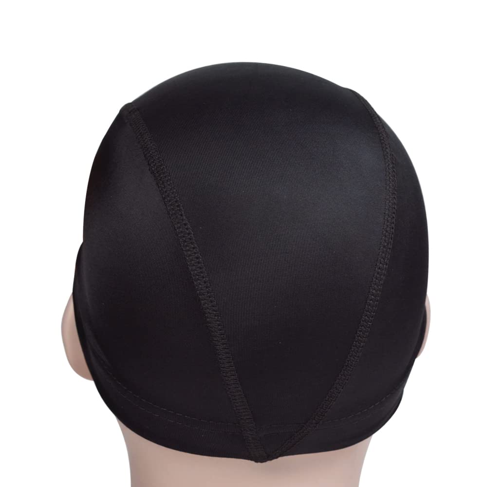 YTBYT 3 Pcs Dome Cap Wig Caps for Making Wig Stretchy Wig Cap with Wide Elastic Band (Black Dome Cap M)