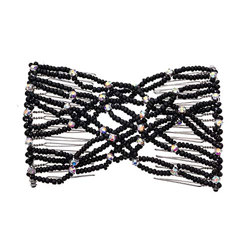 Ruihfas Bling Crystal Rhinestone Hair Clip Comb for Thin, Sleek, Straight Hair - Put Your Hair Up in Seconds w/No Damage, Creases, or Pain - Comfy UpDo, Ponytail, French Twist, Bun (Black)