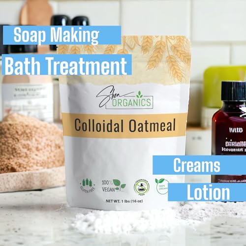 Shea Organics Organic Colloidal Oatmeal Powder - 16 OZ | Ideal for Oatmeal Baths and Soap Making | Bulk Oatmeal for Skin Care | Oatmeal Bath for Itching