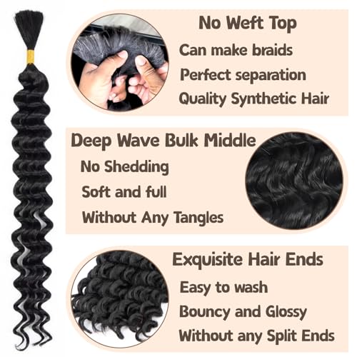MYCNIMY Deep Wave Braiding Hair 22 Inch 2 Bundles for Boho Knotless & Braid Styles