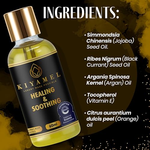 KIYAMEL Healing & Soothing Essential Oils for Itchy Dry Skin Restorative Body Oil with Vitamin E Argan and Jojoba Moisturizing and Soothing Skincare for Adults