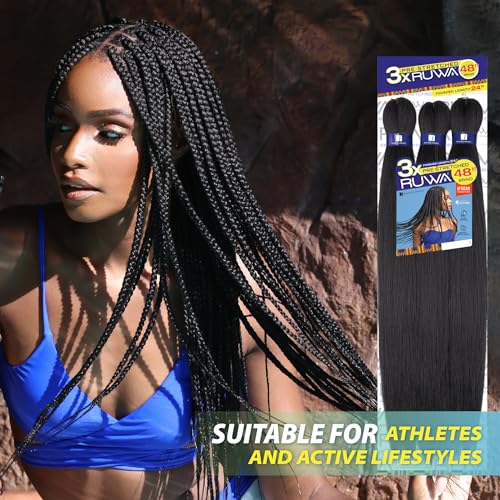 Sensationnel Ruwa prestretched braiding hair - 2x ruwa 30inch water repellent kanekalon fast dry synthetic braid in hair extensions - 2x Ruwa 30 inch (1 pack, PURPLE)