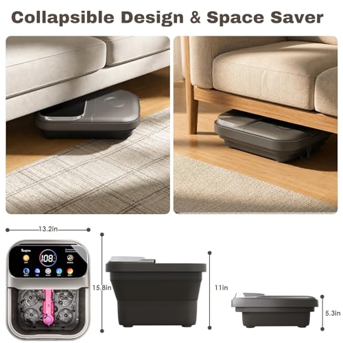 Electric Foot Spa Massager with Heat & Remote Control - Dark Grey