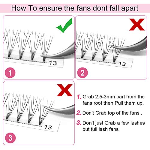 Premade Fans Eyelash Extensions 6D-C-0.10-16 Short Stem Premade Volume Eyelash Extensions .07 .10 C D Curl Pre made Lash Fans 9 to 20 mm Volume Lash Extensions (6D-C-0.10,16mm)