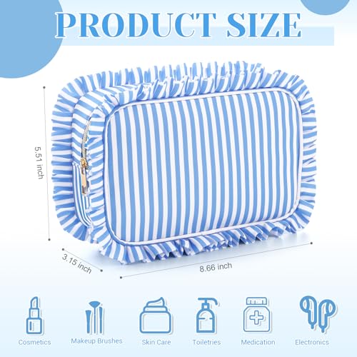 Kigeli Large Ruffle Makeup Bag - Waterproof Nylon Cosmetic Pouch
