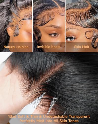 13x6 Lace Front Wig Human Hair 32" 200 Density Straight
