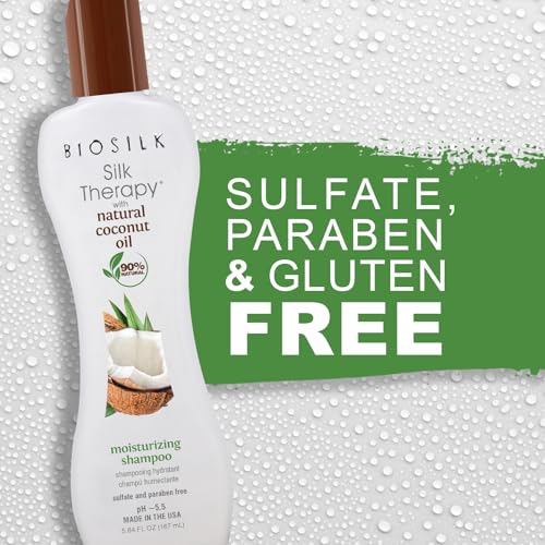 BioSilk Silk Therapy with Natural Coconut Oil Moisturizing Shampoo, Cleanses & Replenishes Moisture, Sulfate, Paraben & Cruelty-Free, 5.64 Oz