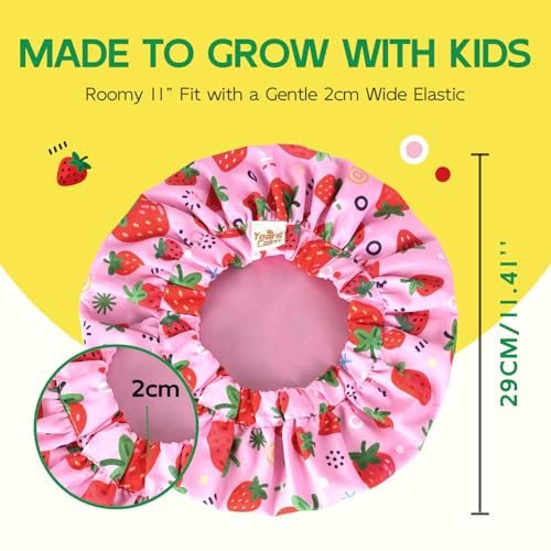 Kids Satin Lined Shower Cap, Waterproof Hair Protection Ages 3-10