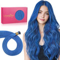 WENNALIFE Blue Remy Human Hair I Tip Extensions 14-24 Inch, 25g, Seamless Fusion