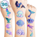 96PCS Mermaid Pre-Cut Temporary Tattoos for Kids - Cute Under the Sea Party Favors, Perfect for Ocean Mermaid-Themed Birthdays, School Rewards, and Baby Showers (Normal)