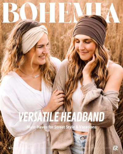 Extra Wide Non-Slip Headbands for Women - 6 Pack Boho Design