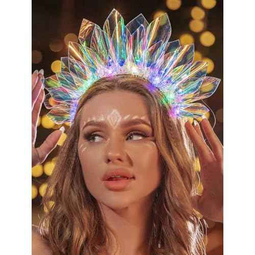 Light Up Crown Rave Hair Accessories Led Costume Headpiece For Women