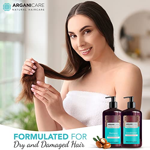 Arganicare Argan Oil Shampoo and Conditioner Set for Dry and Damaged Hair - Moisturizing Deep Conditioning Treatment Enriched with Organic Argan Oil & Shea Moisture for Men, Women and Kids | 27 Fl Oz