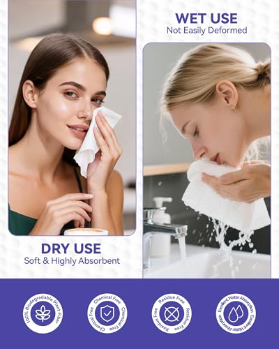 Jolly Care Disposable Face Towels 10x12 Inches, 50 Count, Soft & Absorbent
