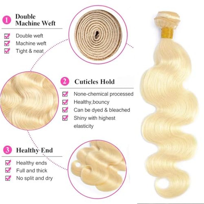613 Blonde Body Wave Human Hair Bundle - 32 Inch, 50g