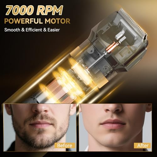 Beard Trimmer for Men - Hair Clippers with 42 Adjustable Length Settings, Professional Mens Grooming Kits Precision Trimming for Beard Facial Nose Trimmer IPX6 Waterproof LED Display Mustache Trimmer