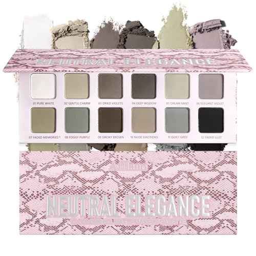 Afflano All Matte Eyeshadow Palette for Brown Eyes, Highly Pigmented Taupe Grey Nude Neutral Eyeshadow Palette Smoky Goth, Blendable Cool Toned Matte Eye Shadow for Older Women Everyday Natural Makeup