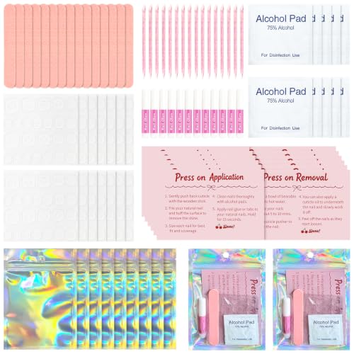 Press On Nail Kit with Glue, File & Prep Pads (20 Pcs)