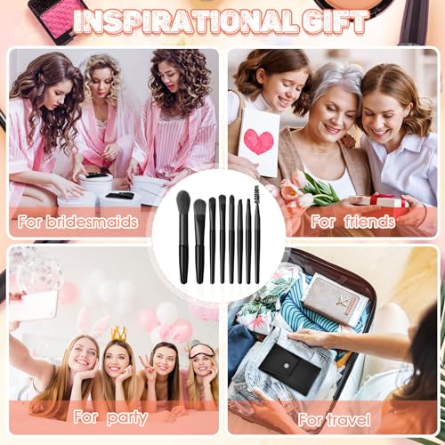 Tioncy 12 Sets Travel Makeup Brush Set Bulk Brushes Bag Bridesmaid Gift Synthetic Fibre Face Make up Brushes Angled Blush Brush for Wedding Bridal Shower Favors Bachelorette Party Gift(Black)