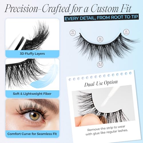 LASHVIEW Self Adhesive Eyelashes 5 Pairs Cat Eye Wispy