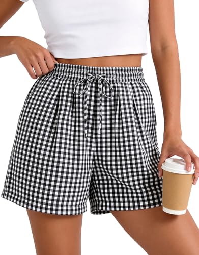 High Waisted Gingham Summer Shorts for Women - Trendy & Comfy