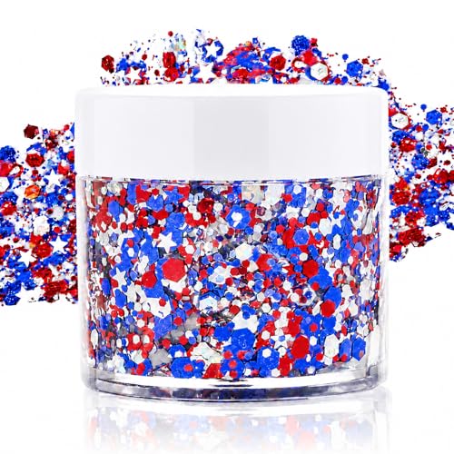 Red White Blue Patriotic Face Glitter Gel for Kids & Adults