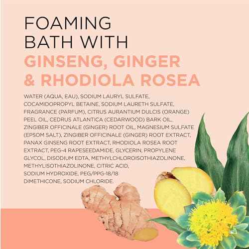 Dr Teal's Foaming Bath with Pure Epsom Salt, Stress Relief with Ginseng & Ginger, 34 fl oz (Pack of 4)