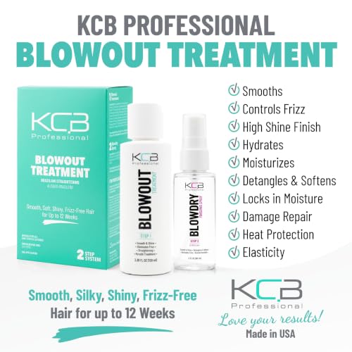 KCB Professional Keratin Hair Treatment for Straightening & Frizz Control - Formaldehyde-Free, 3.38 Fl Oz